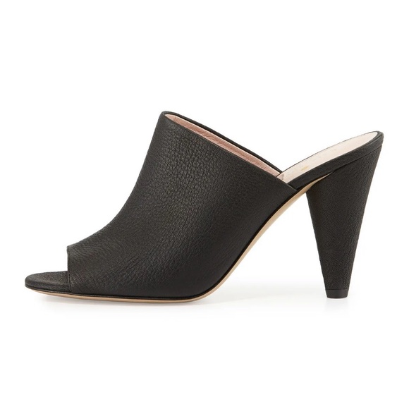 Kate Spade New York Bova peep-toe cone-heel mule black Pebble Leather 8.5 B - Picture 1 of 12